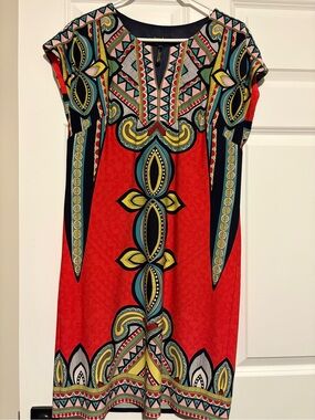 Laundry By Shelli Segal Multicolor Geo Print Shift Dress